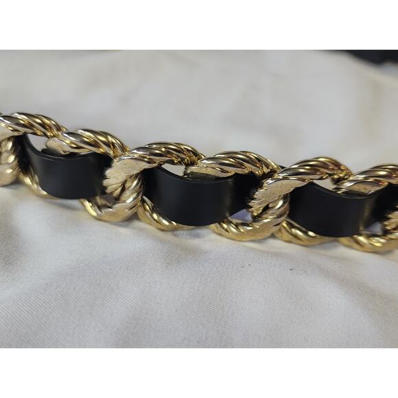 Rare Gucci Calfskin Torchon Double G Chain Black Leather Belt Sz 85 / US 6 - Picture 8 of 8